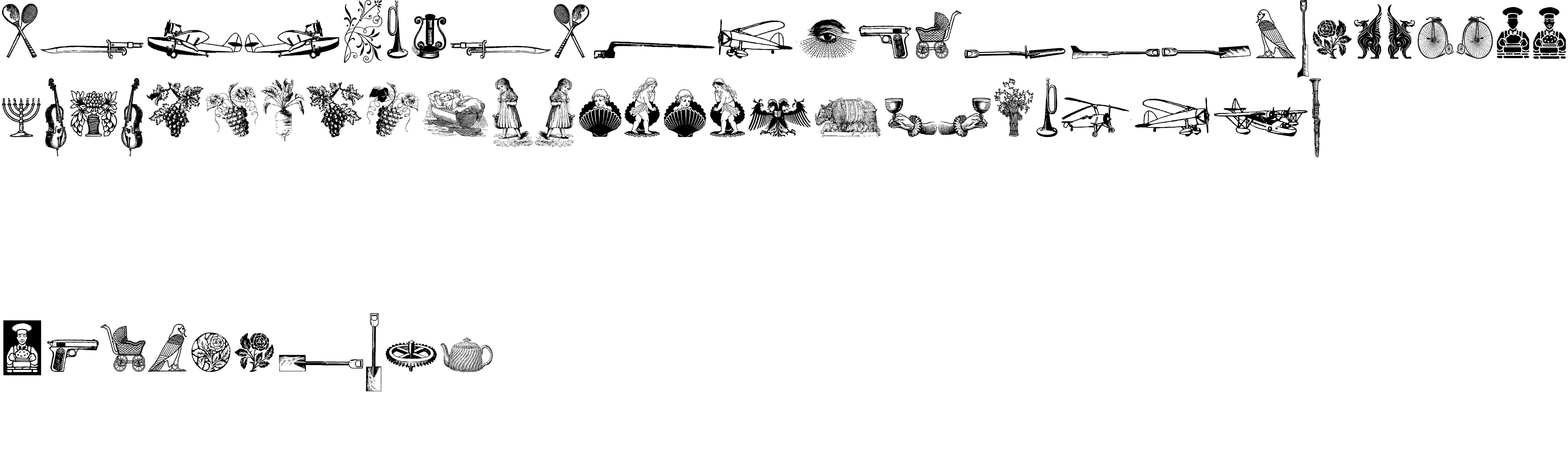 Preview font Cornucopia od Dingbats Six